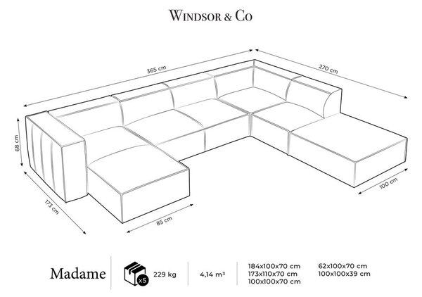 Tmavě hnědá kožená rohová pohovka (pravý roh) Madame – Windsor & Co Sofas