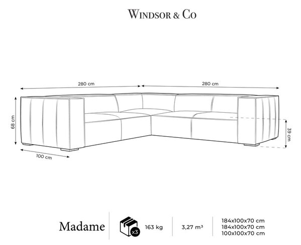Světle hnědá kožená rohová pohovka (variabilní) Madame – Windsor & Co Sofas