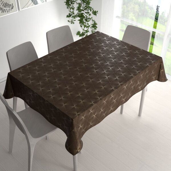 Biante Sametový obdélníkový ubrus Isabela IBL-012 Rose Gold trojúhelníky na hnědém 60x100 cm