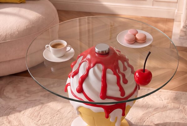 Odkládací stolek ICE CREAM 65 CM červený/bílý Nábytek | Doplňkový nábytek | Odkládací stolky