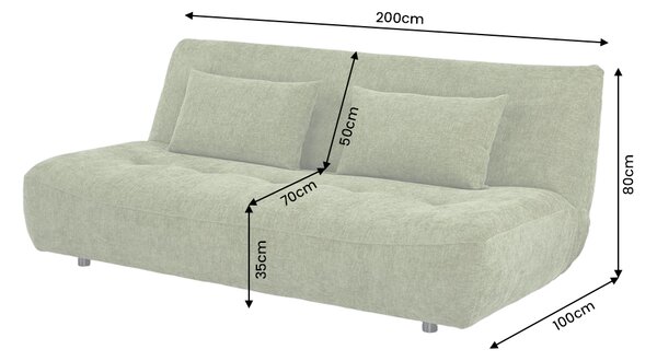 Pohovka ELYPSE 200 CM zelená žinylková tkanina rozkládací Nábytek | Obývací pokoj | Sedací soupravy a pohovky | Pohovky | Rozkládací