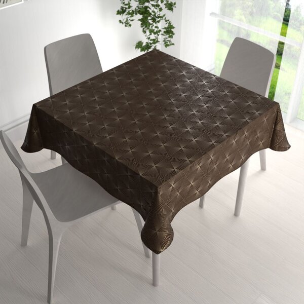 Biante Sametový čtvercový ubrus Isabela IBL-012 Rose Gold trojúhelníky na hnědém 40x40 cm