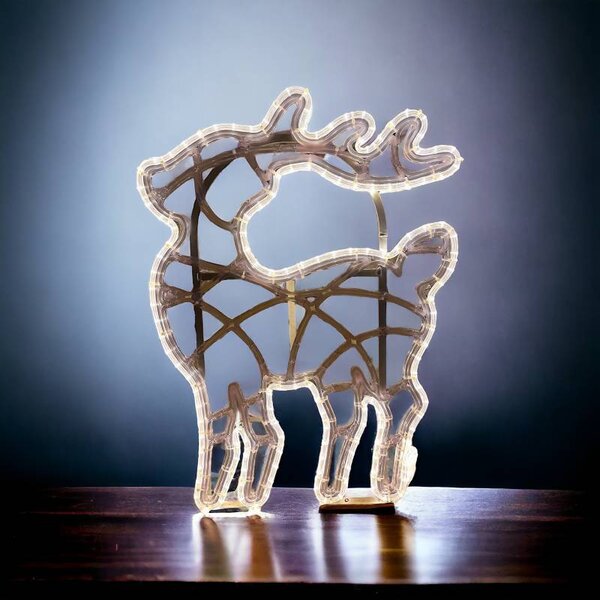 DECOLED Easy Fix 2D LED svítící jelínek, závěsný, 47 × 64 × 2 cm, ledově bílá, 3D tisk, DZX0093S1