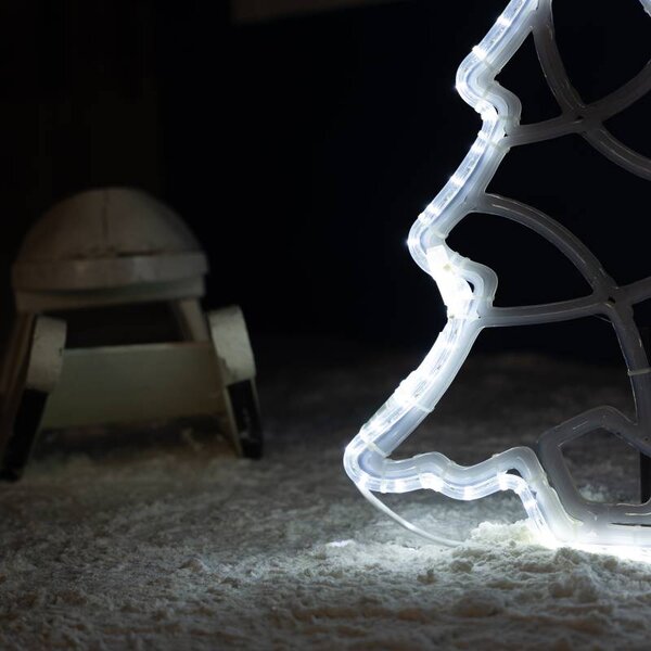 DECOLED Easy Fix 2D LED světelný stromeček, 49 × 58 × 2 cm, teple bílá, 3D tisk, DZX0091S1
