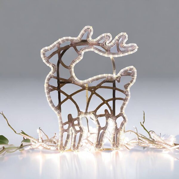 DECOLED Easy Fix 2D LED svítící jelínek, závěsný, 47 × 64 × 2 cm, ledově bílá, 3D tisk, DZX0093S1
