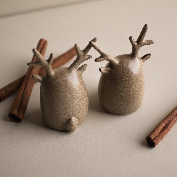 DBKD Set keramických dekorací Deer Twins - Beige DK401