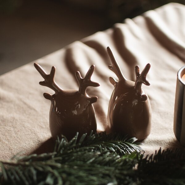 DBKD Set keramických dekorací Deer Twins - Shiny Nougat DK400