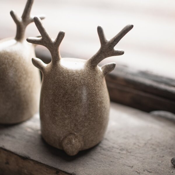 DBKD Set keramických dekorací Deer Twins - Beige DK401