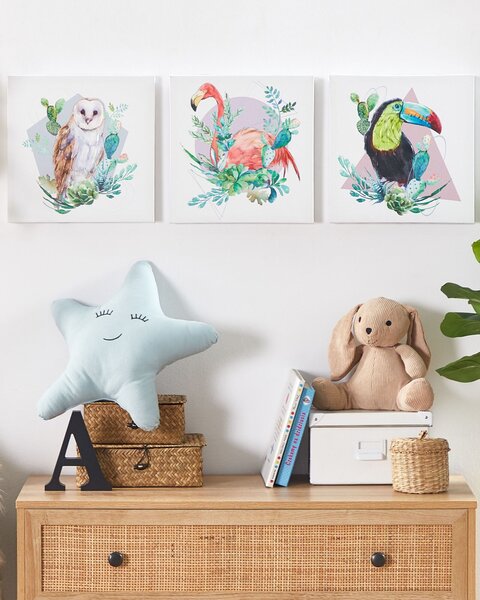 Sada 3 obrazů na plátně MENAKA Zvířecí motiv 30 x 30 cm Pestrá