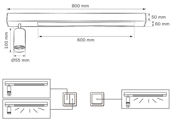 LED Stropní svítidlo PARIS LED/24W/230V + 1xGU10/10W černá