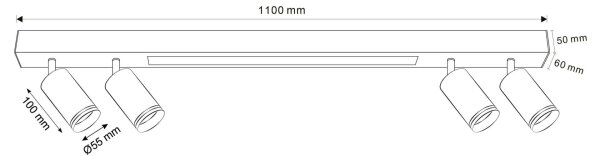LED Stropní svítidlo PARIS LED/24W/230V + 4xGU10/10W černá
