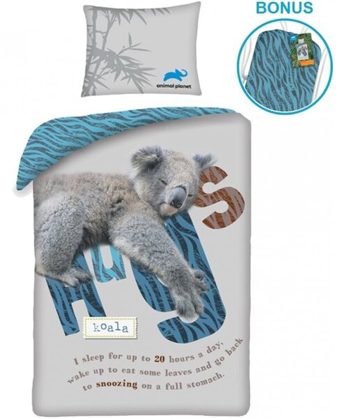 Bavlněné ložní povlečení Animal Planet - motiv Koala - 100% bavlna - 70 x 90 cm + 140 x 200 cm