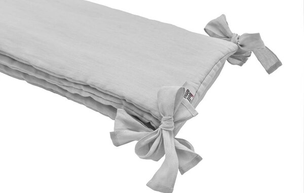 Šedý lněný mantinel do postýlky STONE GRAY