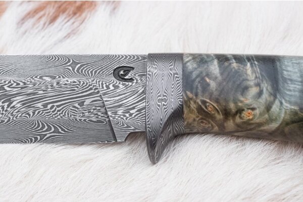 Lovecký damaškový nůž 14 cm kaštan