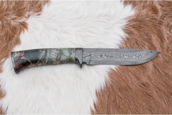 Lovecký damaškový nůž 14 cm kaštan