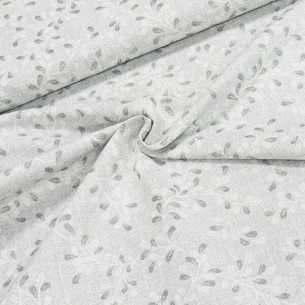 Směsové plátno 403004 TALCA GREY 91, šedé listy, š.140cm (látka v metráži)