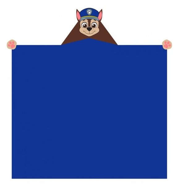 Dětská / chlapecká deka s kapucí Tlapková patrola - Paw Patrol - motiv Chase - Coral fleece 230 g/m² - modrá - 110 x 140 cm