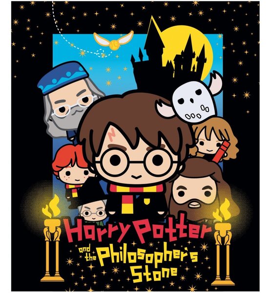 Dětská plyšová deka Harry Potter s přáteli - nano coral s gramáží 220 gr./m² - 120 x 150 cm