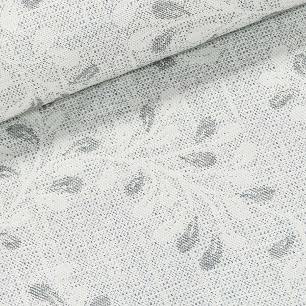 Směsové plátno 403004 TALCA GREY 91, šedé listy, š.140cm (látka v metráži)