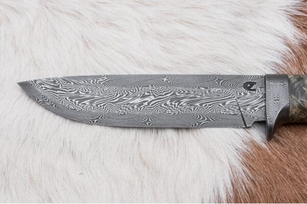 Lovecký damaškový nůž 14 cm kaštan