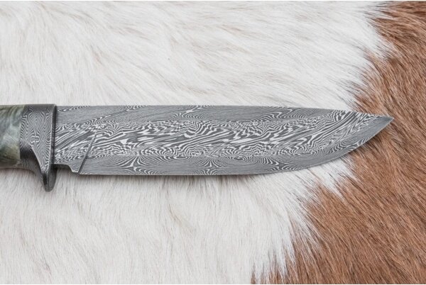 Lovecký damaškový nůž 14 cm kaštan