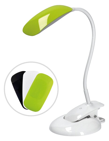 Solight LED stmívatelná lampička 2v1, podstavec i klip, 5W 4000K, 3 barevné kryty WO42