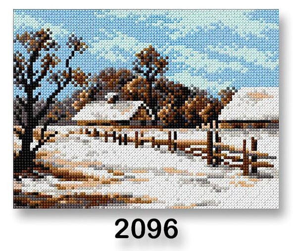 VTC Vyšívací předloha, obrázek na vyšívání 70246/2096, zimní krajina, bílá, 18x24cm