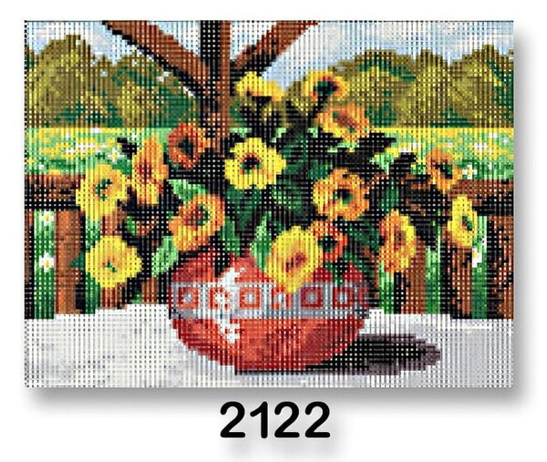 VTC Vyšívací předloha, obrázek na vyšívání 70246/2122, květiny ve váze, žlutá, 18x24cm