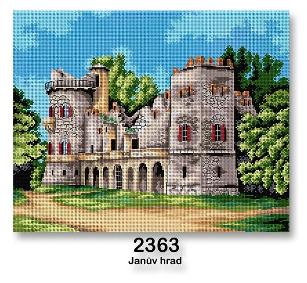 VTC Vyšívací předloha, obrázek na vyšívání 70242/2363, Janův hrad, zelená, 40x50cm