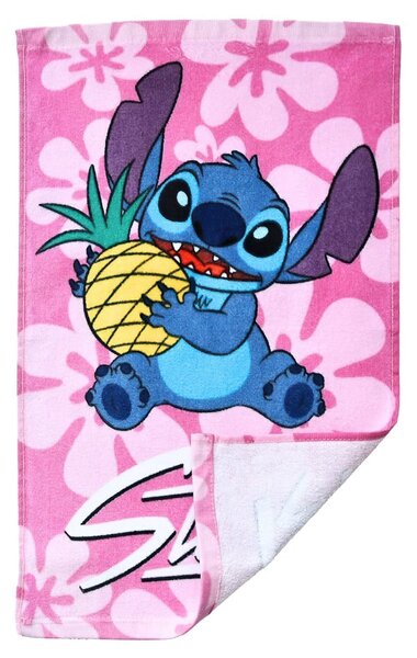 Carbotex Dětský froté ručník LILO A STITCH MAZLÍK ANANAS, růžový, 30x50cm