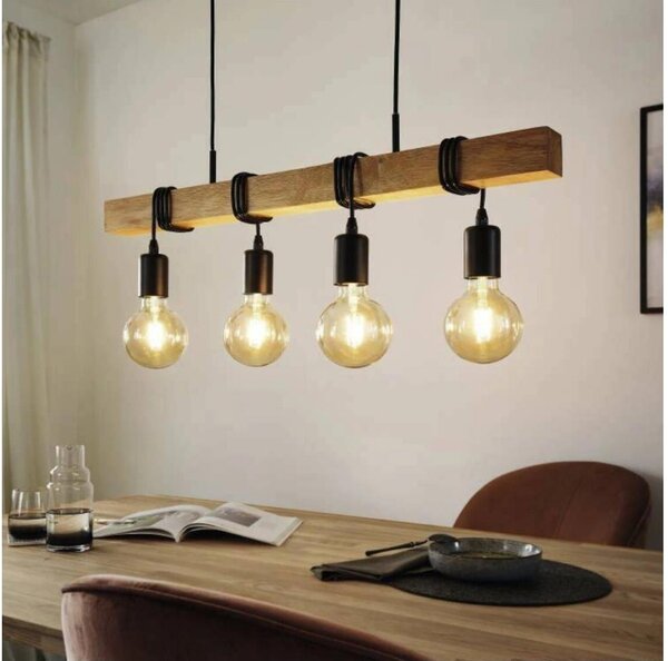 Eglo 33378 - LED Lustr na lanku TOWNSHEND 4xE27/4W/230V 2200K béžová/černá