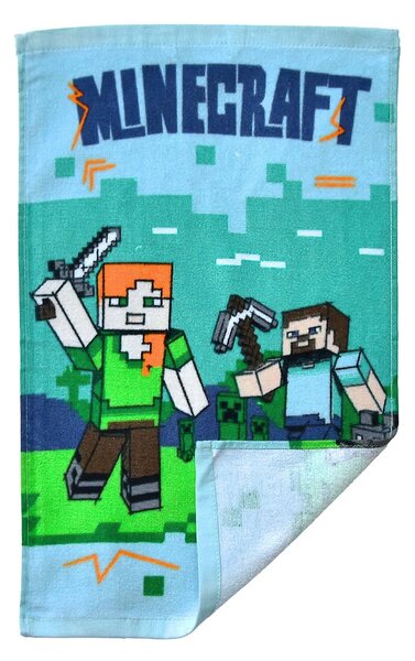 Carbotex dětský froté ručník MINECRAFT VZHŮRU DO BOJE, modrý 30x50cm