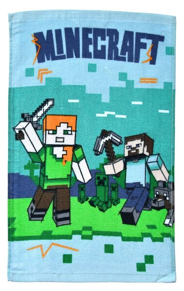 Carbotex dětský froté ručník MINECRAFT VZHŮRU DO BOJE, modrý 30x50cm