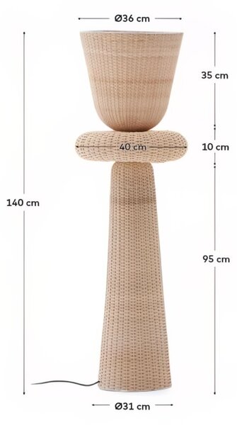 Ratanová stojací lampa Kave Home Neuda 140 cm