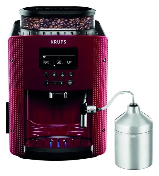 Krups - Automatický kávovar s nádobou na mléko ESSENTIAL 1450W/230V červená