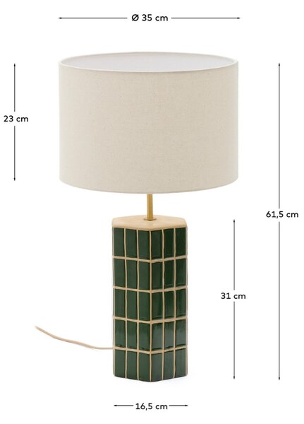 Zelená keramická stolní lampa Kave Home Rue