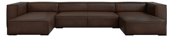 Tmavě hnědá kožená rohová pohovka (do "U") Madame – Windsor & Co Sofas