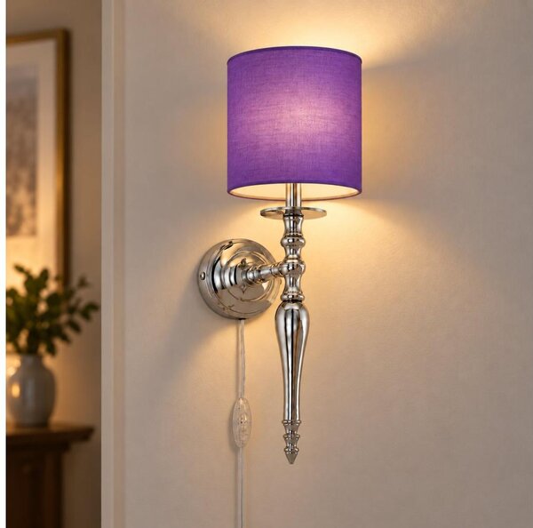 BRILAGI - Nástěnná lampa NUBILA 1xE27/60W/230V lesklý chrom/fialová