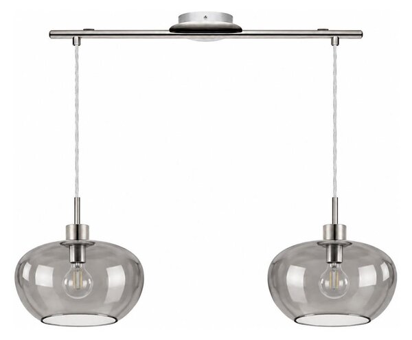 BRILAGI - LED Lustr na lanku RETRO GLASS 2xE27/60W/230V matný chrom/kouřová šedá