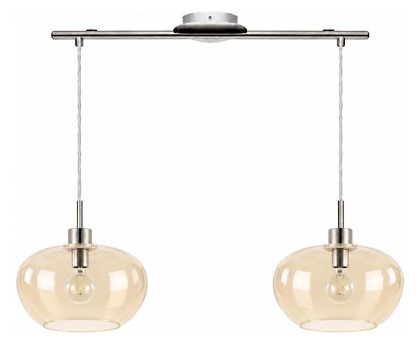 BRILAGI-LED Lustr na lanku RETRO GLASS 2xE27/60W/230V matný chrom/kouřová béžová