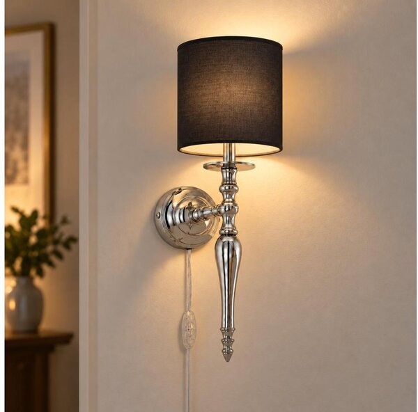 BRILAGI - Nástěnná lampa NUBILA 1xE27/60W/230V lesklý chrom/černá