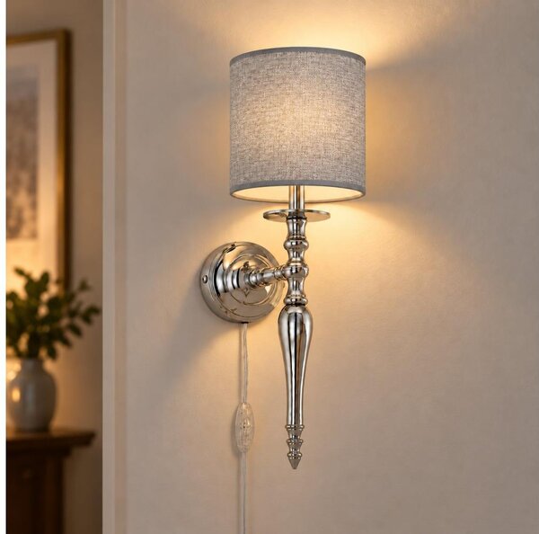 BRILAGI - Nástěnná lampa NUBILA 1xE27/60W/230V lesklý chrom/šedá