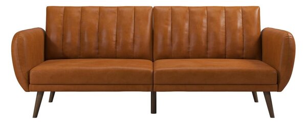 Oranžová rozkládací pohovka z imitace kůže 207 cm Brittany - Novogratz
