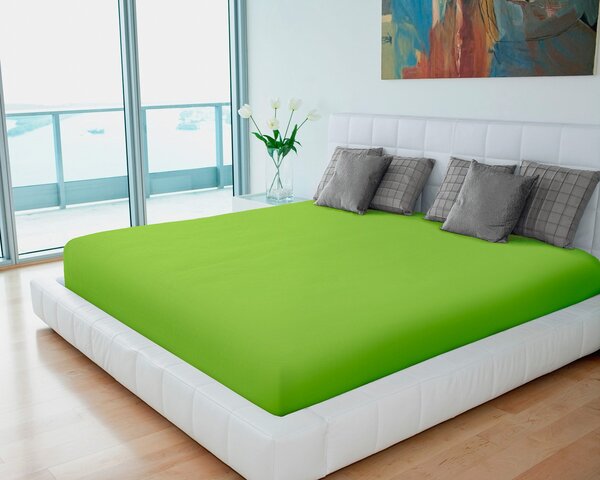 Polášek jersey prostěradlo 90x200cm, světle žluto-zelené