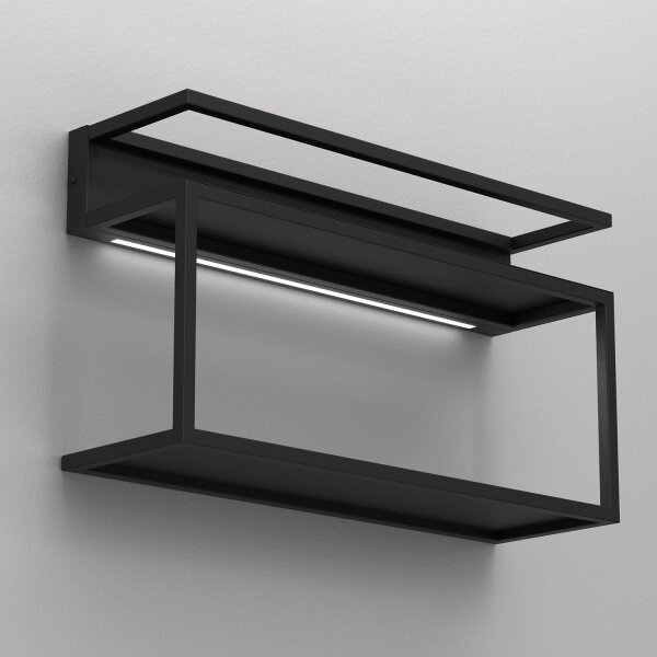 Nástěnná police s LED osvětlením SHELF 33x60 cm černá