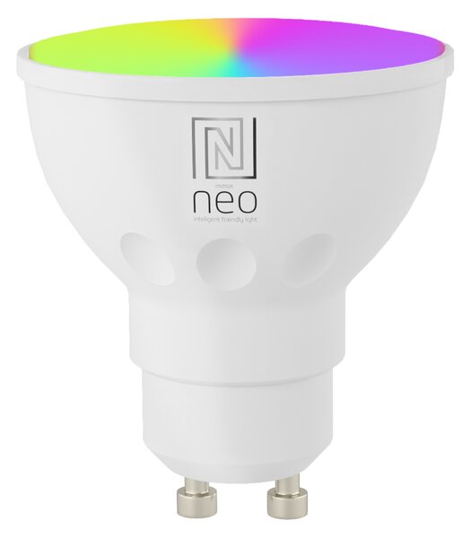 Immax NEO LITE Smart žárovka LED GU10 4,8W RGB+CCT bar. a bílá, stmívatelná, WiFi, Beacon