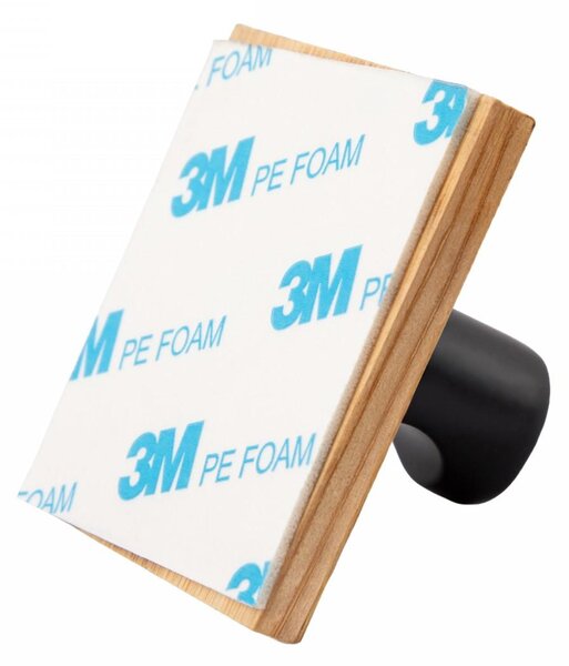Erga Ozi, samolepící háčky na ručníky bez vrtání, 4 ks, 5 × 5 cm, bambus/černá matná, ERG-YKA-CH.OZI4-BLK