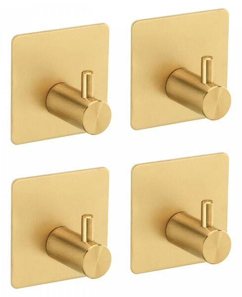 Erga Pad, samolepící háčky na ručníky bez vrtání, 4 ks, 4,5 × 4,5 cm, zlatá, ERG-YKA-CH.PAD4-GLD