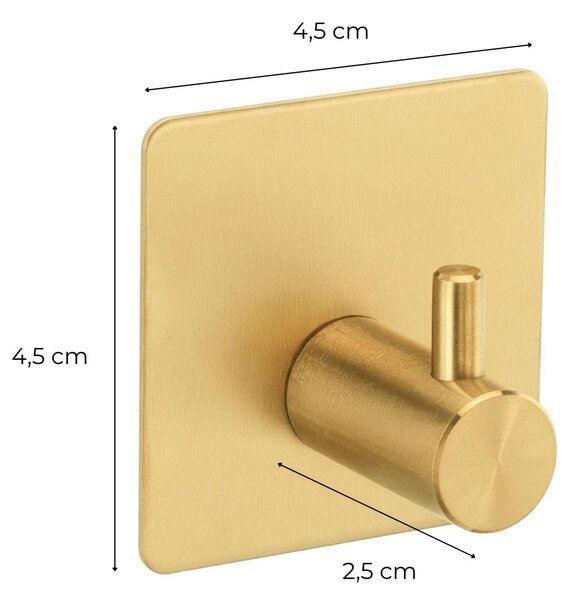 Erga Pad, samolepící háčky na ručníky bez vrtání, 4 ks, 4,5 × 4,5 cm, zlatá, ERG-YKA-CH.PAD4-GLD