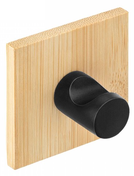 Erga Ozi, samolepící háčky na ručníky bez vrtání, 4 ks, 5 × 5 cm, bambus/černá matná, ERG-YKA-CH.OZI4-BLK